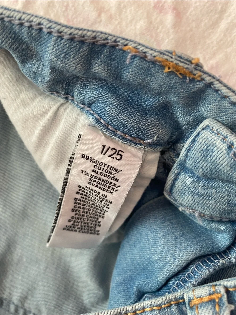 DKNY Girls' Dark and Light Blue Denim Shorts with Gold Studs